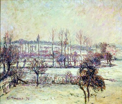 Sneeuweffect in Eragny door Camille Jacob Pissarro